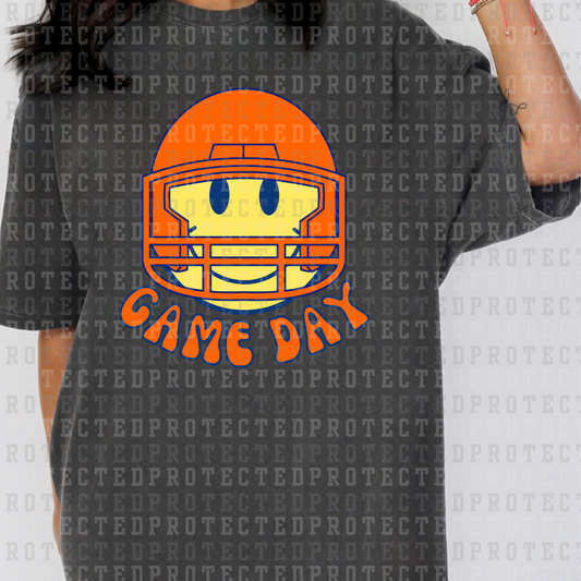 GAME DAY HELMET SMILEY *BLUE & ORANGE* - DTF TRANSFER