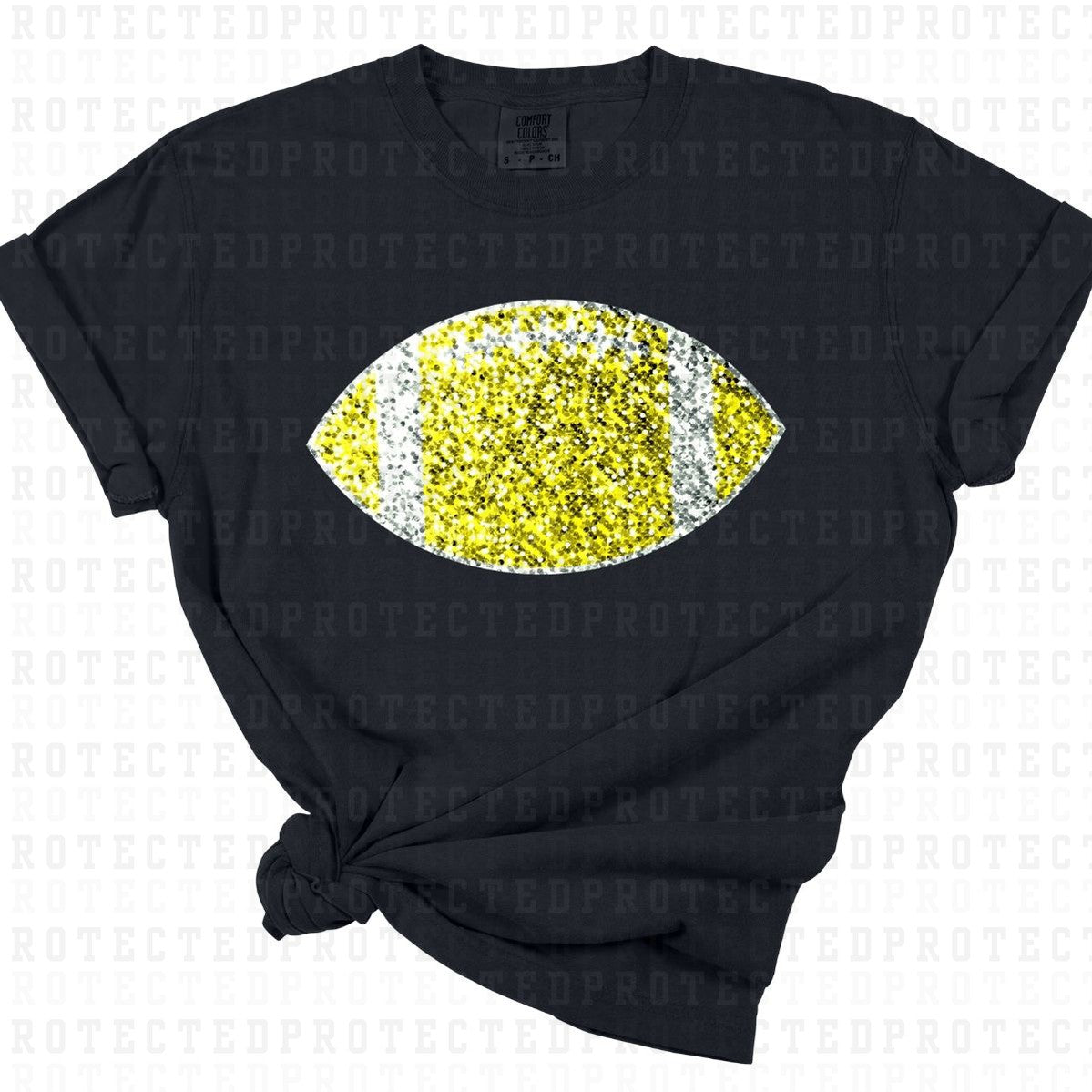 YELLOW FOOTBALL *FAUX SEQUIN* - DTF TRANSFER