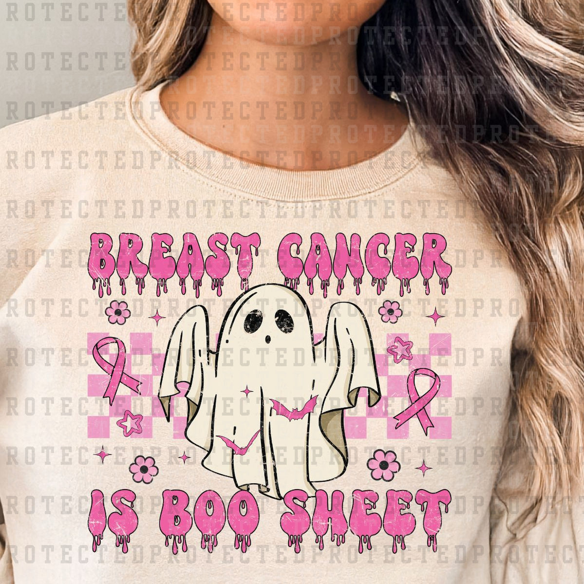 BREAST CANCER IS BOO SHEET *W/GRUNGE* - DTF TRANSFER