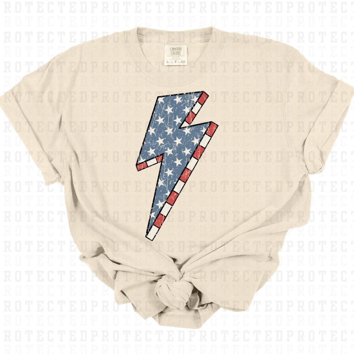 PATRIOTIC LIGHTNING BOLT *W/GRUNGE* - DTF TRANSFER