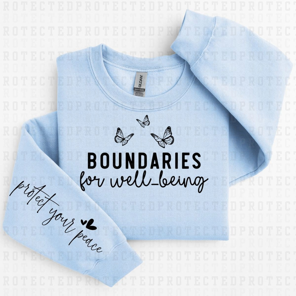 BOUNDARIES - *SINGLE COLOR - SLEEVE DESIGN COMES IN 6"* (FULL FRONT/1 SLEEVE) - DTF TRANSFER