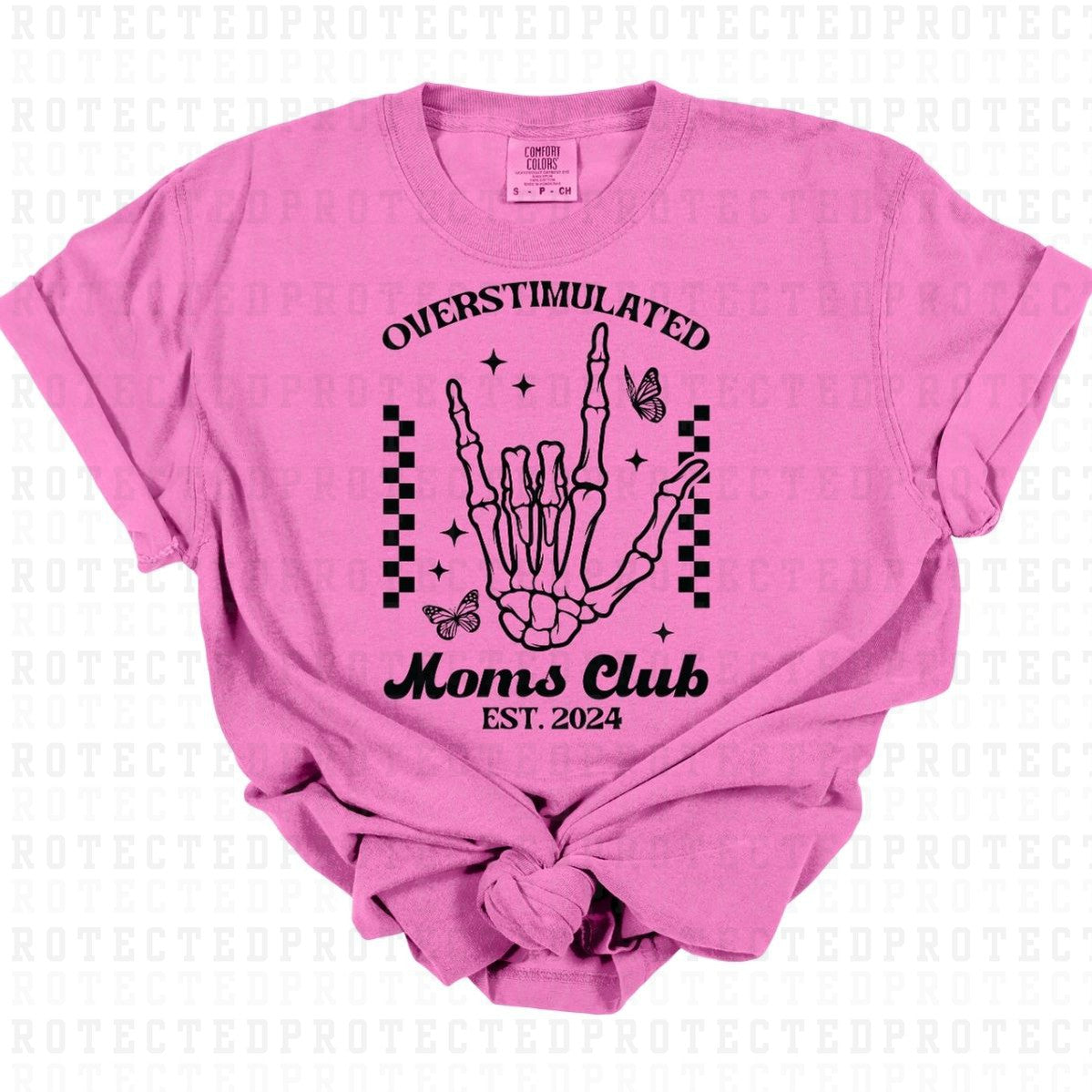 OVERSTIMULATED MOMS CLUB *BLACK - SINGLE COLOR* - DTF TRANSFER