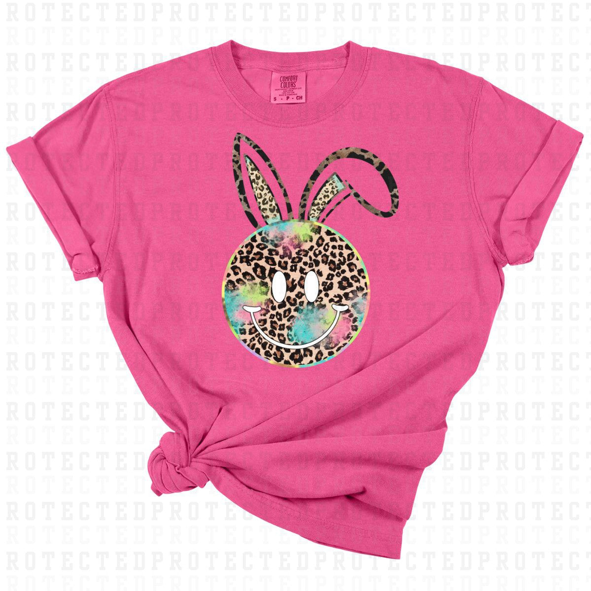 ANIMAL PRINT EASTER BUNNY SMILEY - DTF TRANSFER