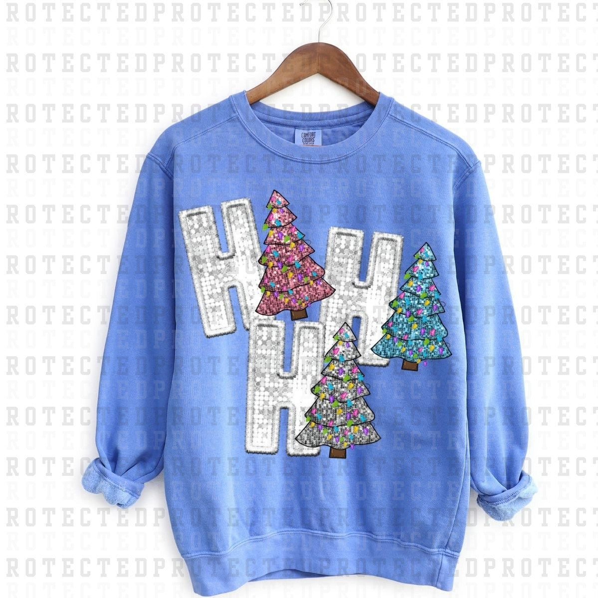 HO HO HO TREES *FAUX SEQUIN* - DTF TRANSFER