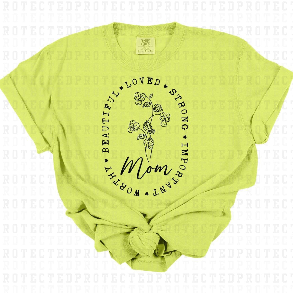 FLORAL MOM *BLACK - SINGLE COLOR* - DTF TRANSFER