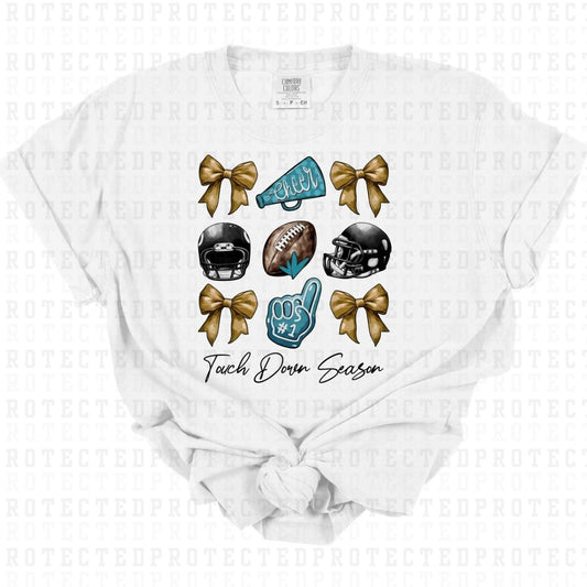 COQUETTE TOUCHDOWN SEASON *GOLD/TEAL/BLACK* - DTF TRANSFER