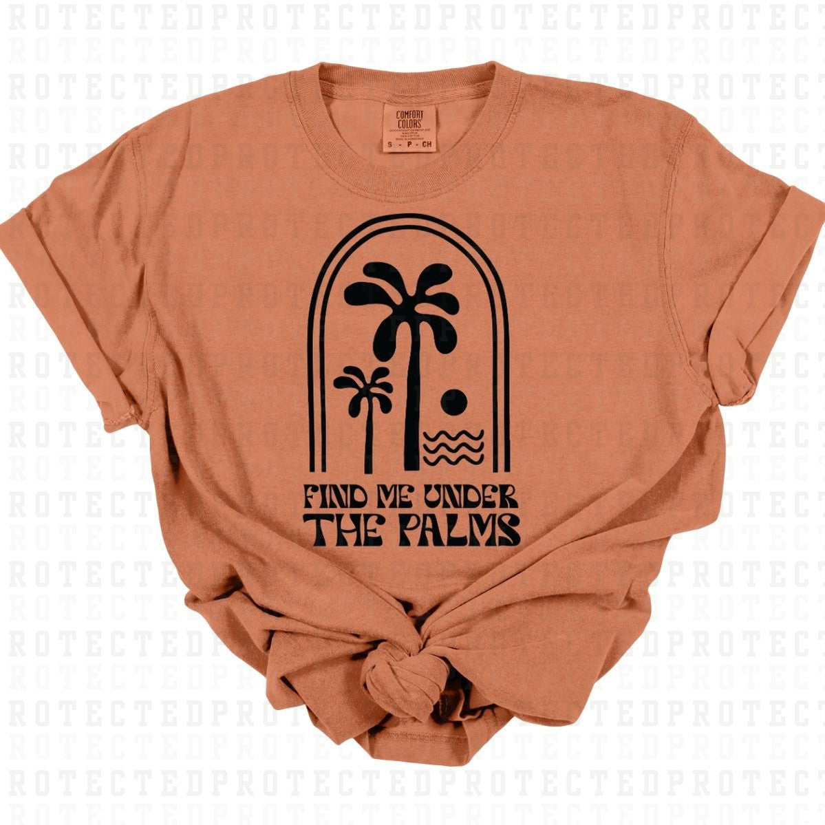 FIND ME UNDER THE PALMS *BLACK - SINGLE COLOR* - DTF TRANSFER