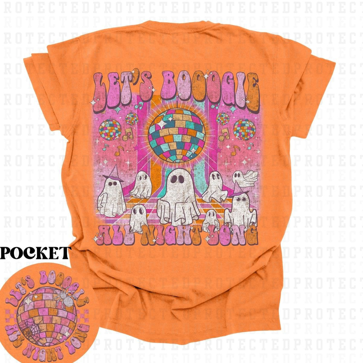 LETS BOOGIE *STAINED* (POCKET/BACK) - DTF TRANSFER