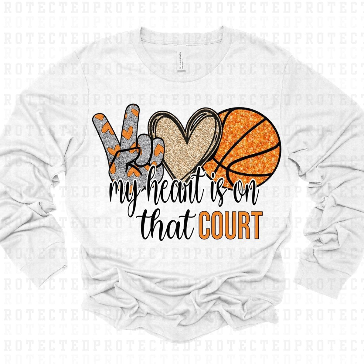 MY HEART IS ON THAT COURT *FAUX SEQUIN* - DTF TRANSFER