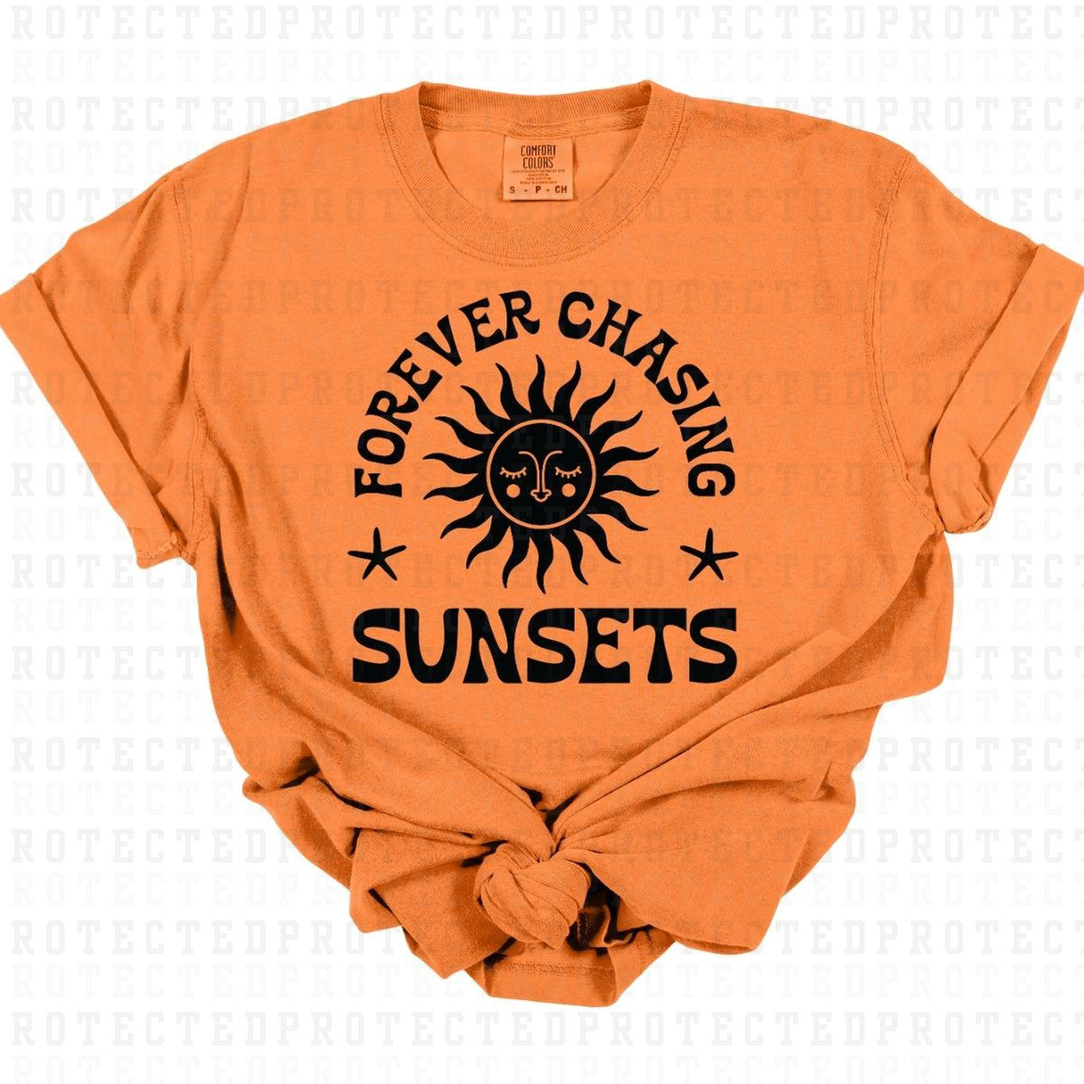 FOREVER CHASING SUNSETS *BLACK - SINGLE COLOR* - DTF TRANSFER