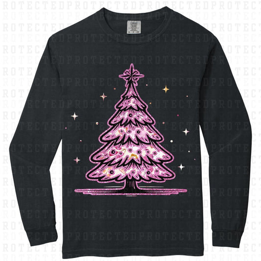 PINK CHRISTMAS TREE *FAUX SEQUIN* - DTF TRANSFER