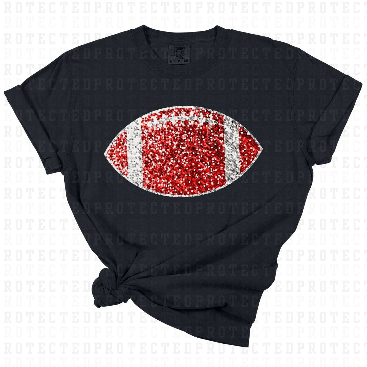 RED FOOTBALL *FAUX SEQUIN* - DTF TRANSFER