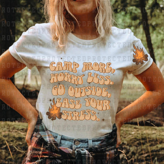 CAMP MORE, WORRY LESS *SLEEVE DESIGN WILL COME IN 4"* (FULL FRONT/1 SLEEVE) - DTF TRANSFER