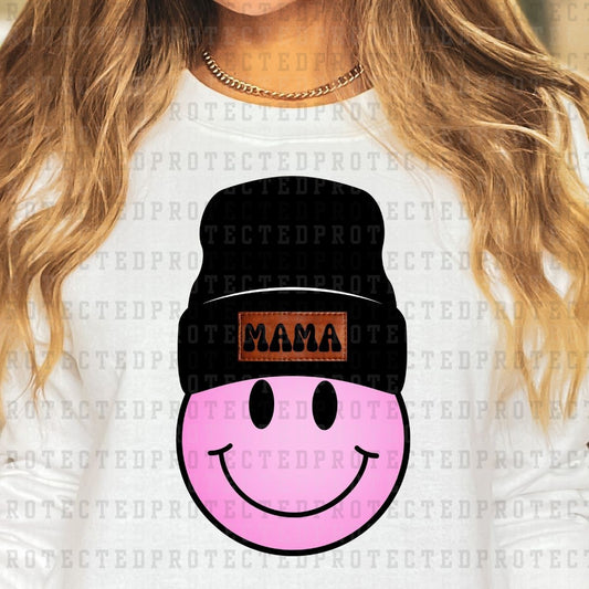 LIGHT PURPLE MAMA SMILEY BEANIE - DTF TRANSFER