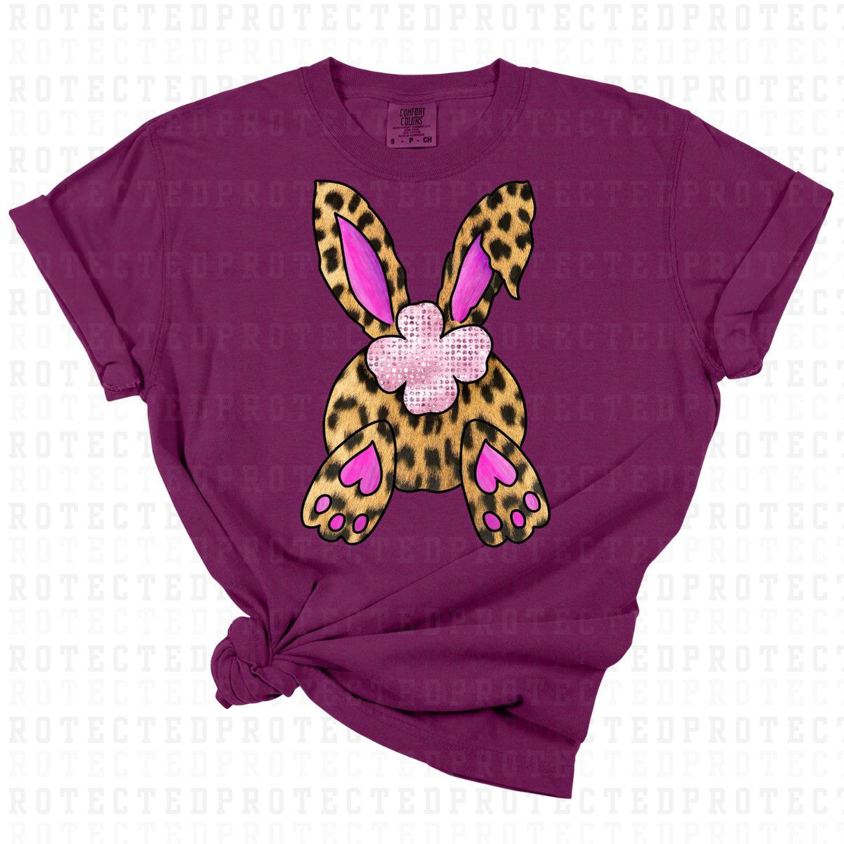 ANIMAL PRINT EASTER BUNNY TAIL *PURPLE EARS* - DTF TRANSFER