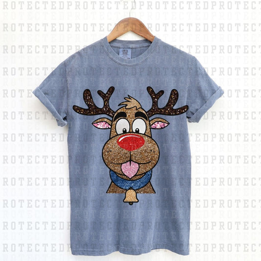 RED NOSE REINDEER *FAUX SEQUIN* - DTF TRANSFER