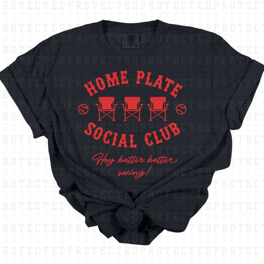 HOME PLATE SOCIAL CLUB HEY BATTER BATTER SWING *RED - SINGLE COLOR* - DTF TRANSFER