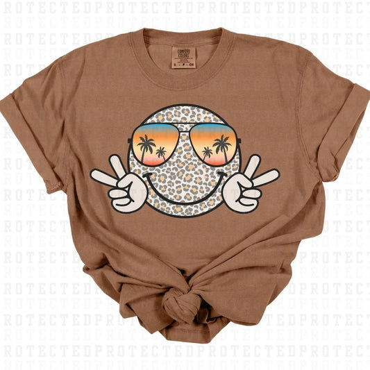 BEACH BROWN PEACE SMILEY FACE - DTF TRANSFER