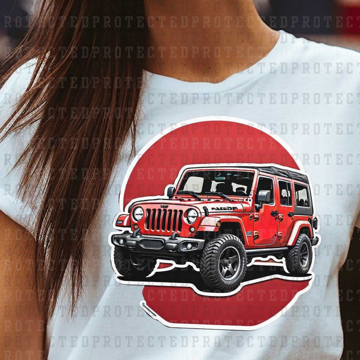 RED JEEP - DTF TRANSFER