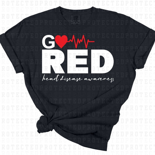 GO RED HEART DISEASE AWARENESS *WHITE TEXT* - DTF TRANSFER