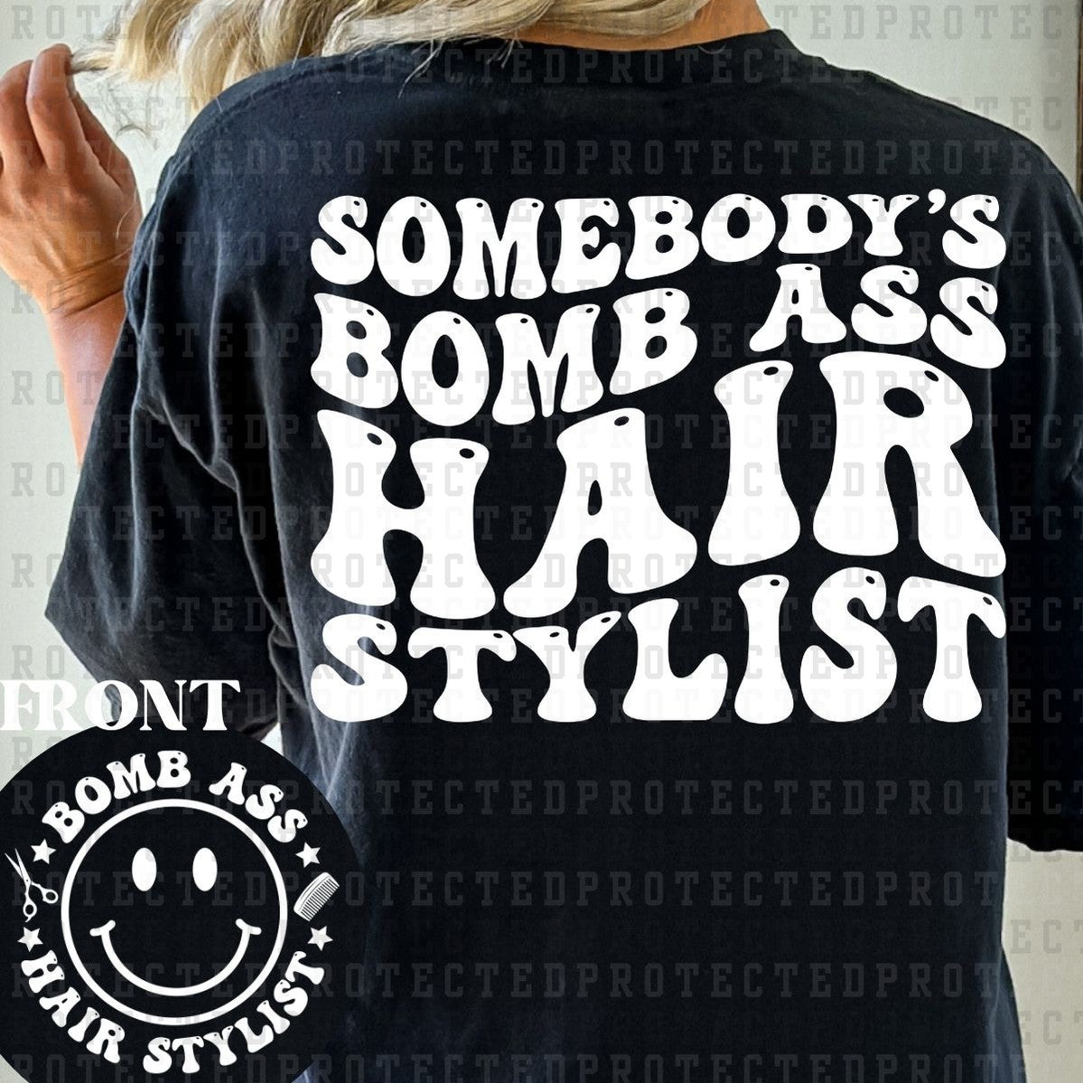 HAIR STYLIST (SINGLE COLOR/POCKET+BACK) - DTF TRANSFER