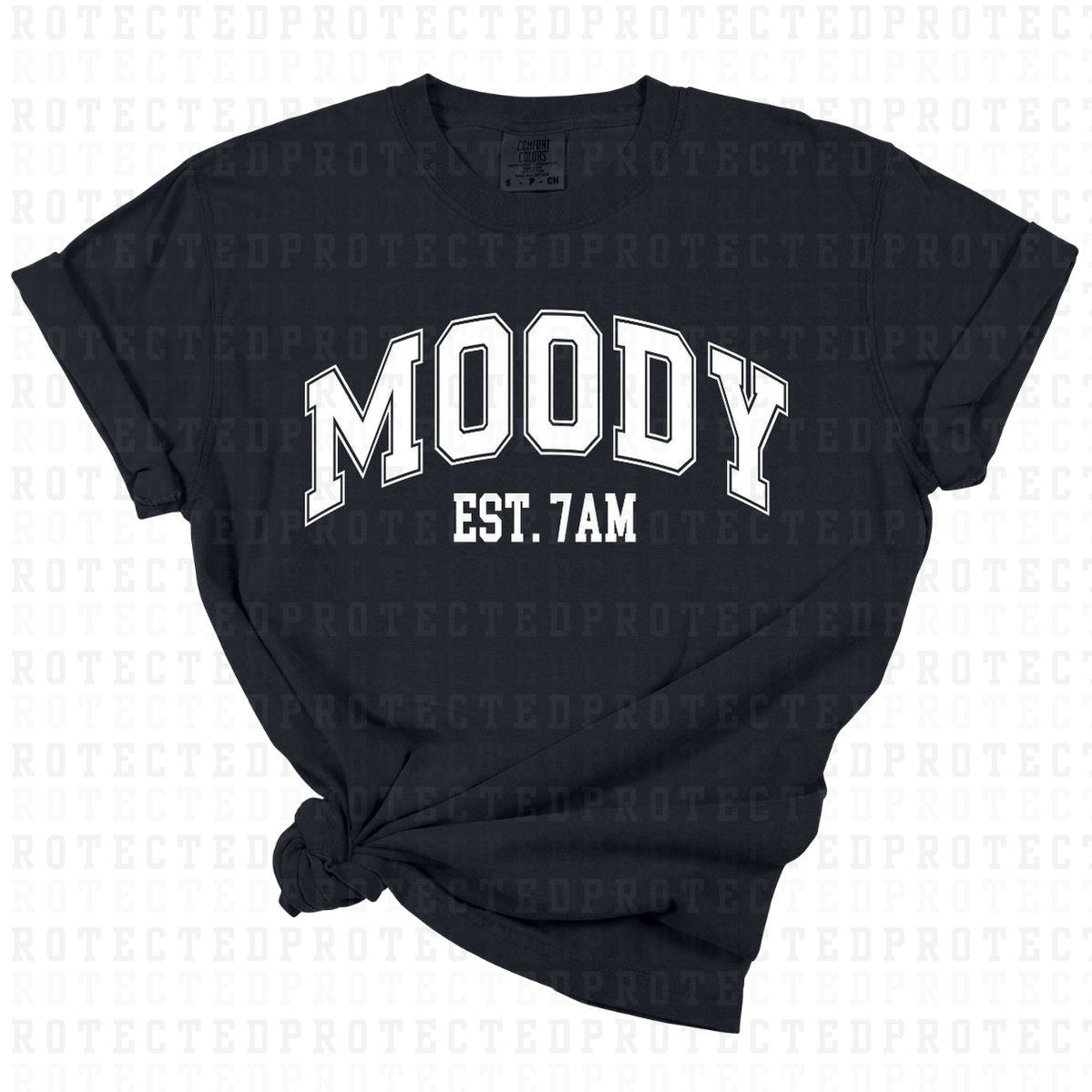 MOODY EST 7AM *WHITE - SINGLE COLOR* - DTF TRANSFER