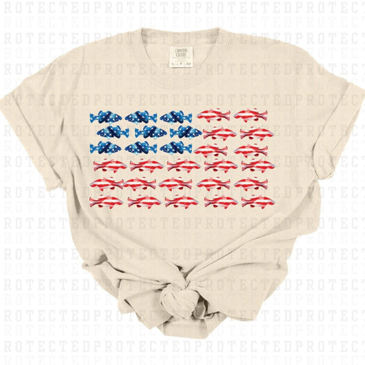 FISH AMERICAN FLAG - DTF TRANSFER