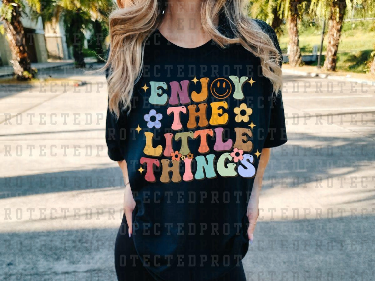 ENJOY THE LITTLE THINGS - SMILEY - FLOWERS - MULTI-COLOR - DTF TRANSFER