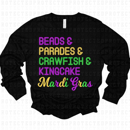 BEADS & PARADES & CRAWFISH & KING CAKE MARDI GRAS - DTF TRANSFER