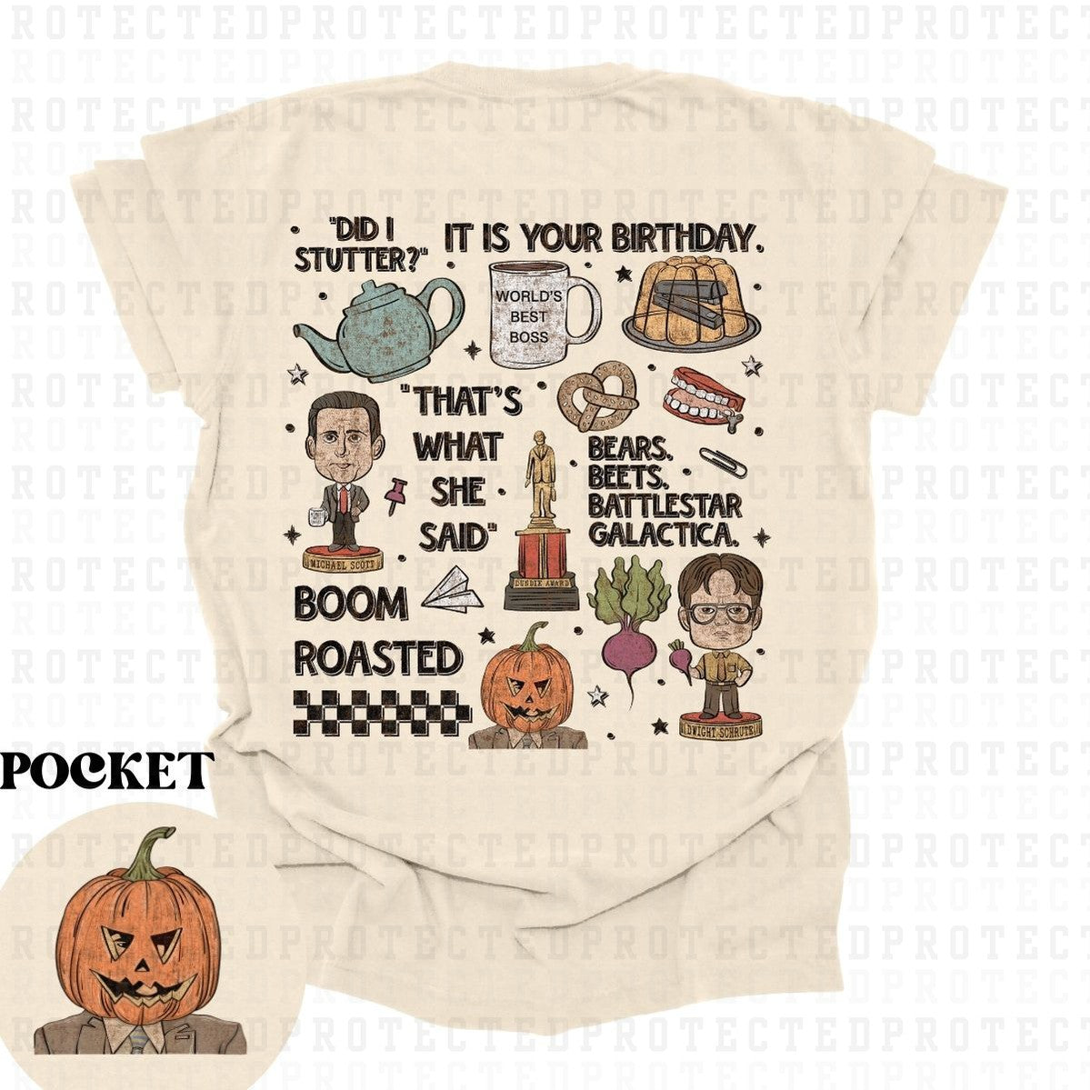 HALLOWEEN OFFICE *STAINED* (POCKET/BACK) - DTF TRANSFER