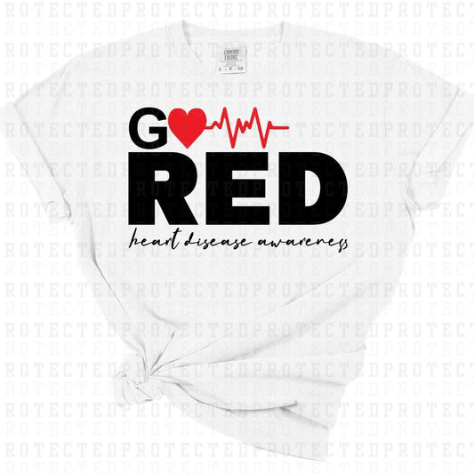 GO RED HEART DISEASE AWARENESS *BLACK TEXT* - DTF TRANSFER