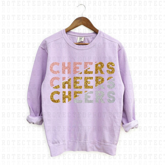 CHEERS CHEERS CHEERS *FAUX SEQUIN* - DTF TRANSFER