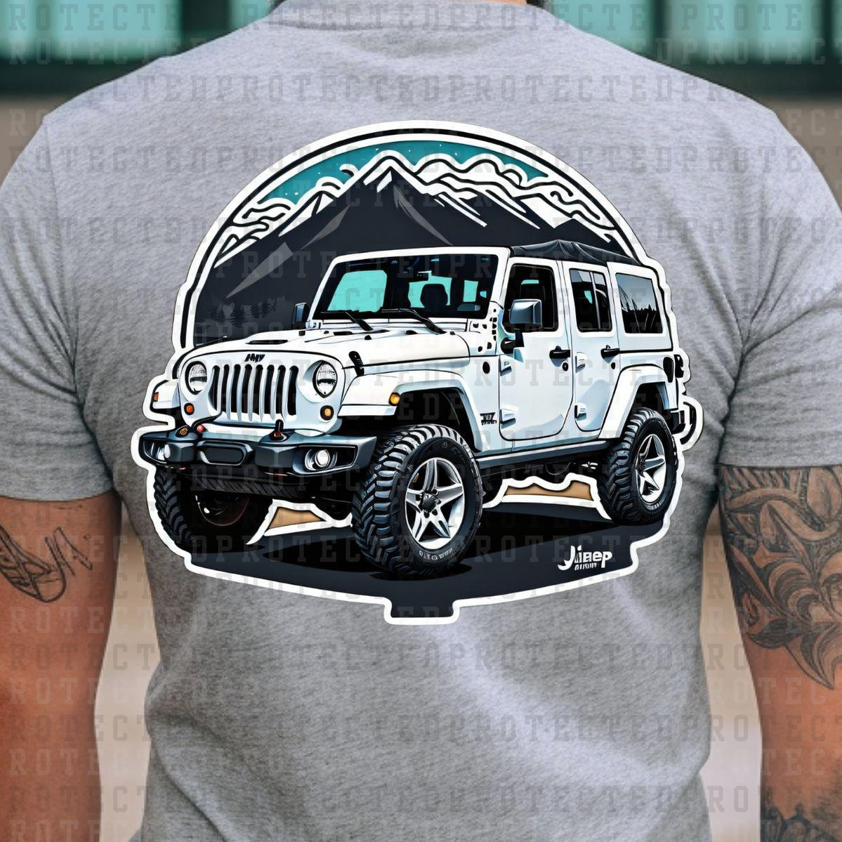 WHITE JEEP - DTF TRANSFER