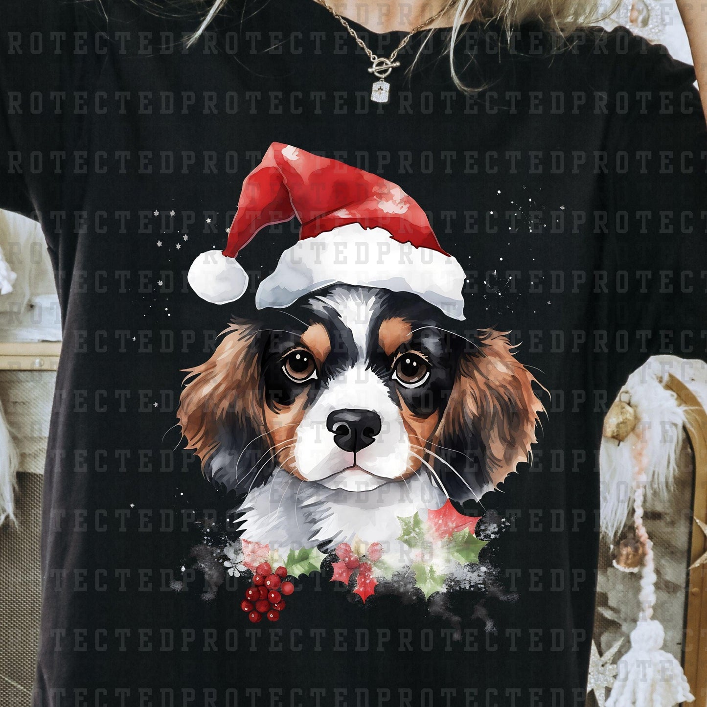 CHRISTMAS PUPPY *BLACKOUT* - DTF TRANSFER