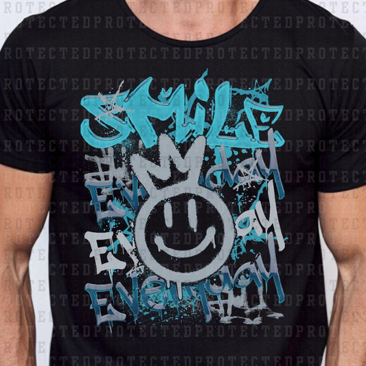 GRAFFITI SMILEY *BLUE & SILVER* - DTF TRANSFER