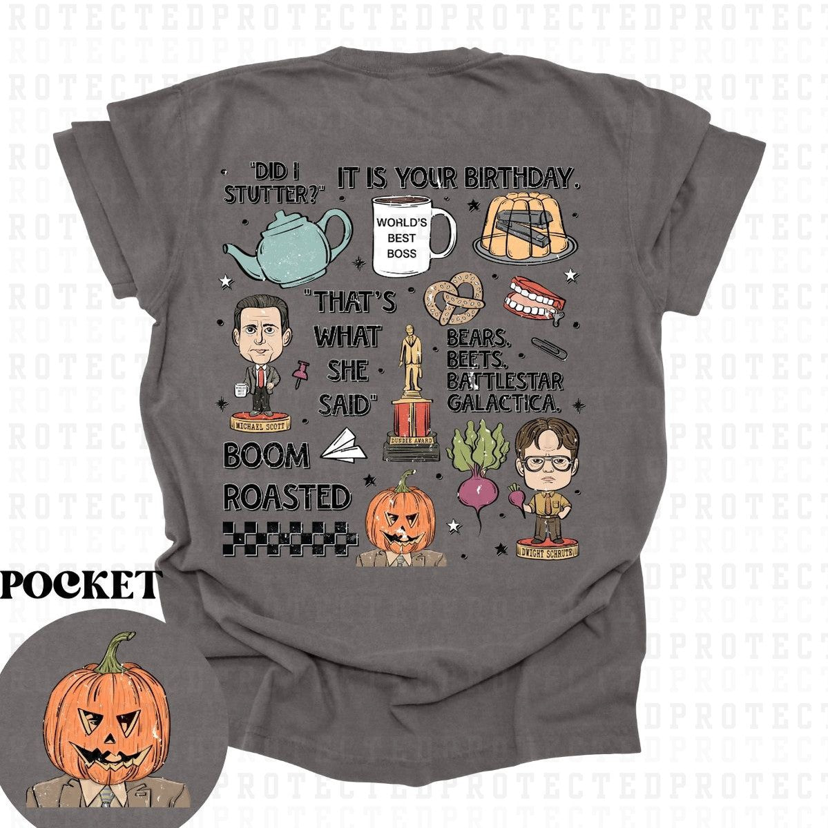 HALLOWEEN OFFICE *GRUNGE* (POCKET/BACK) - DTF TRANSFER