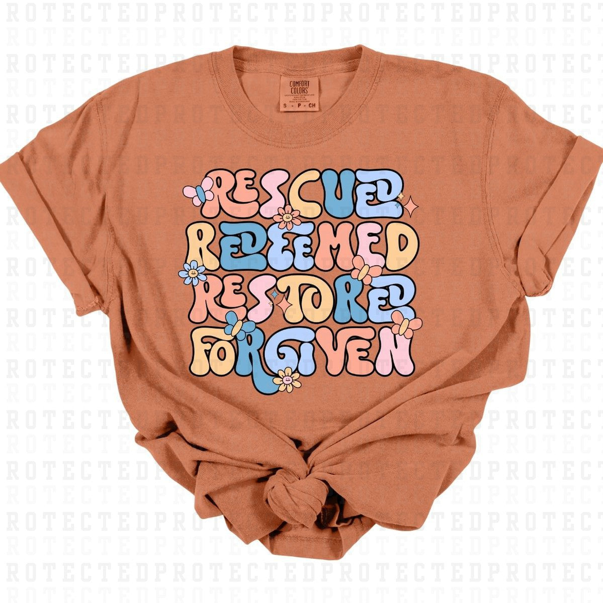 RESCUED REDEEMED RESTORED FORGIVEN - DTF TRANSFER