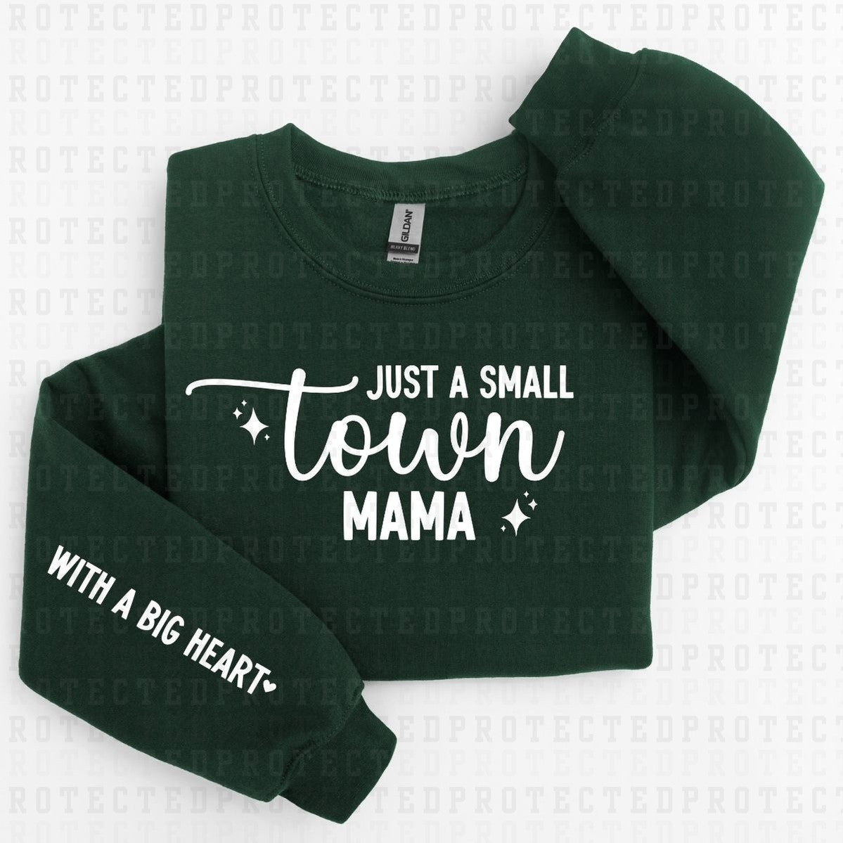 JUST A SMALL TOWN MAMA *SLEEVE COMES IN 6"* (SINGLE COLOR/FULL FRONT+1 SLEEVE) - DTF TRANSFER