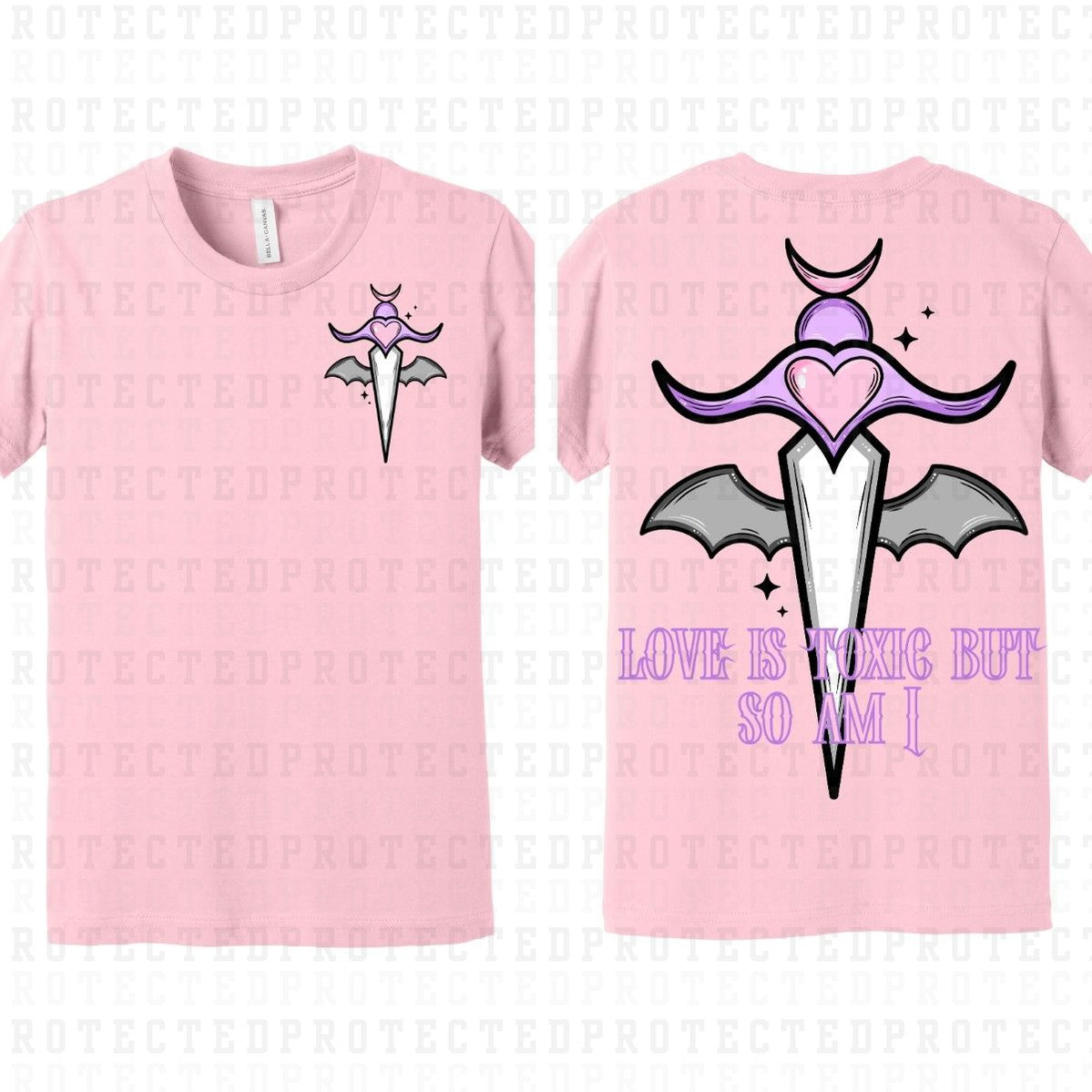 LOVE IS TOXIC *DARK PURPLE* (POCKET+BACK)- DTF TRANSFER