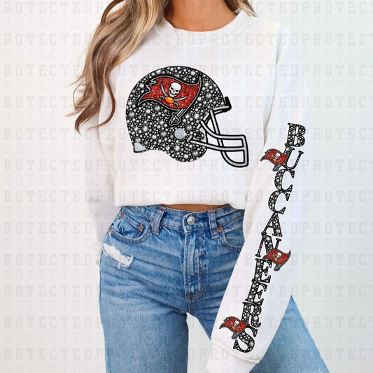 BUCCANEERS *FAUX RHINESTONES/SLEEVE DESIGN COMES IN 6"* (FULL FRONT/1 SLEEVE) - DTF TRANSFER