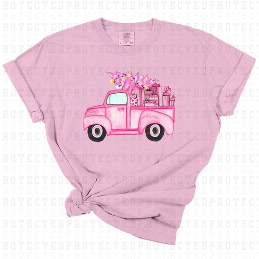 PINK CHRISTMAS TRUCK - DTF TRANSFER