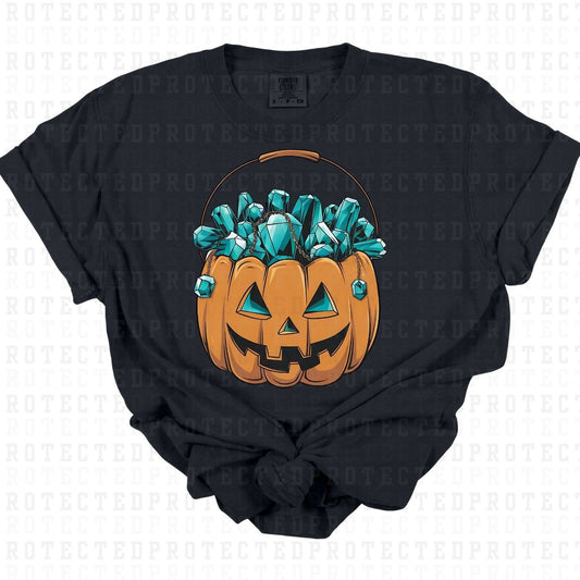 TURQUOISE CRYSTALS JACK O LANTERN - DTF TRANSFER