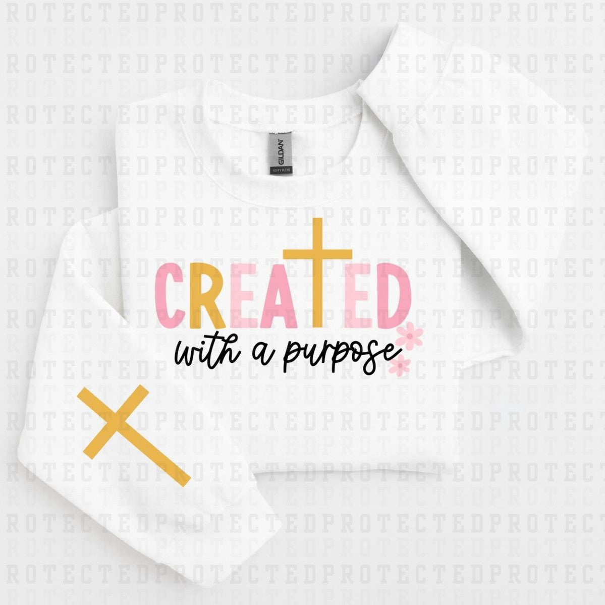 CREATED WITH PURPOSE *SLEEVE DESIGN COMES IN 4"* (FULL FRONT/1 SLEEVE) - DTF TRANSFER