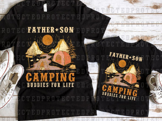 FATHER + SON CAMPING BUDDIES FOR LIFE - YELLOW/ORANGE MOUNTAINS - DTF TRANSFER