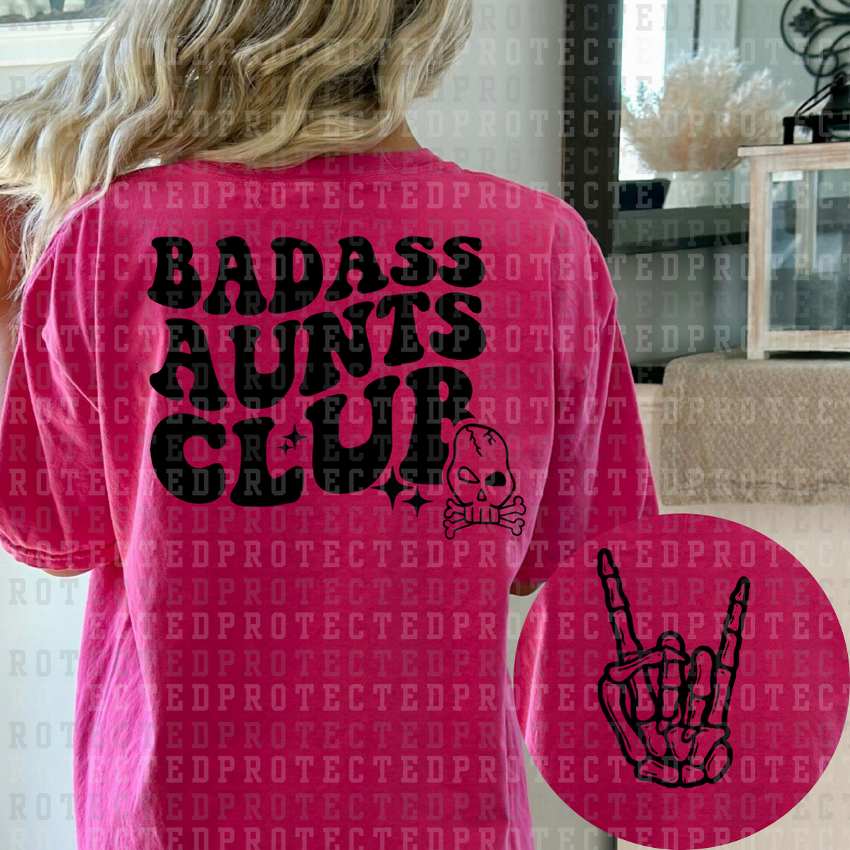 BAD ASS AUNTS CLUB (SINGLE COLOR/POCKET/BACK) - DTF TRANSFER