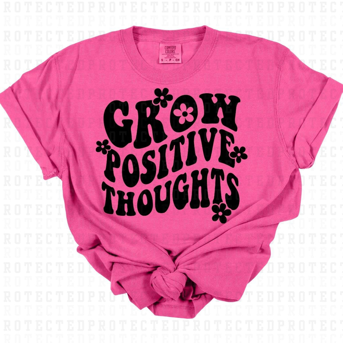 GROW POSITIVE THOUGHTS *BLACK - SINGLE COLOR* - DTF TRANSFER