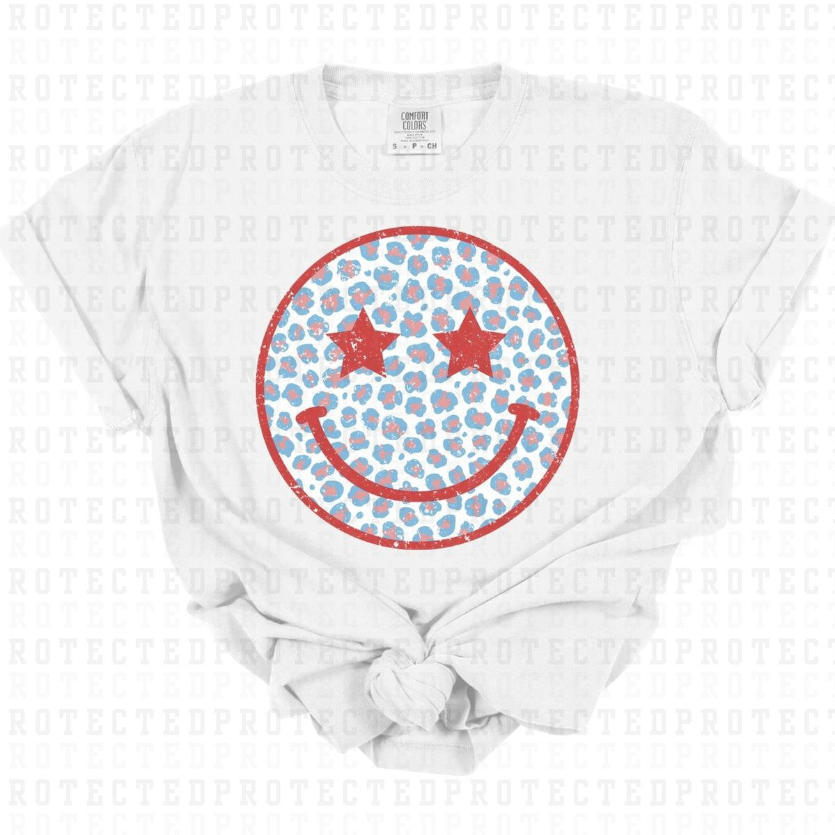 PATRIOTIC SMILEY *W/GRUNGE* - DTF TRANSFER