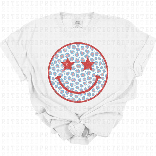 PATRIOTIC SMILEY *W/GRUNGE* - DTF TRANSFER