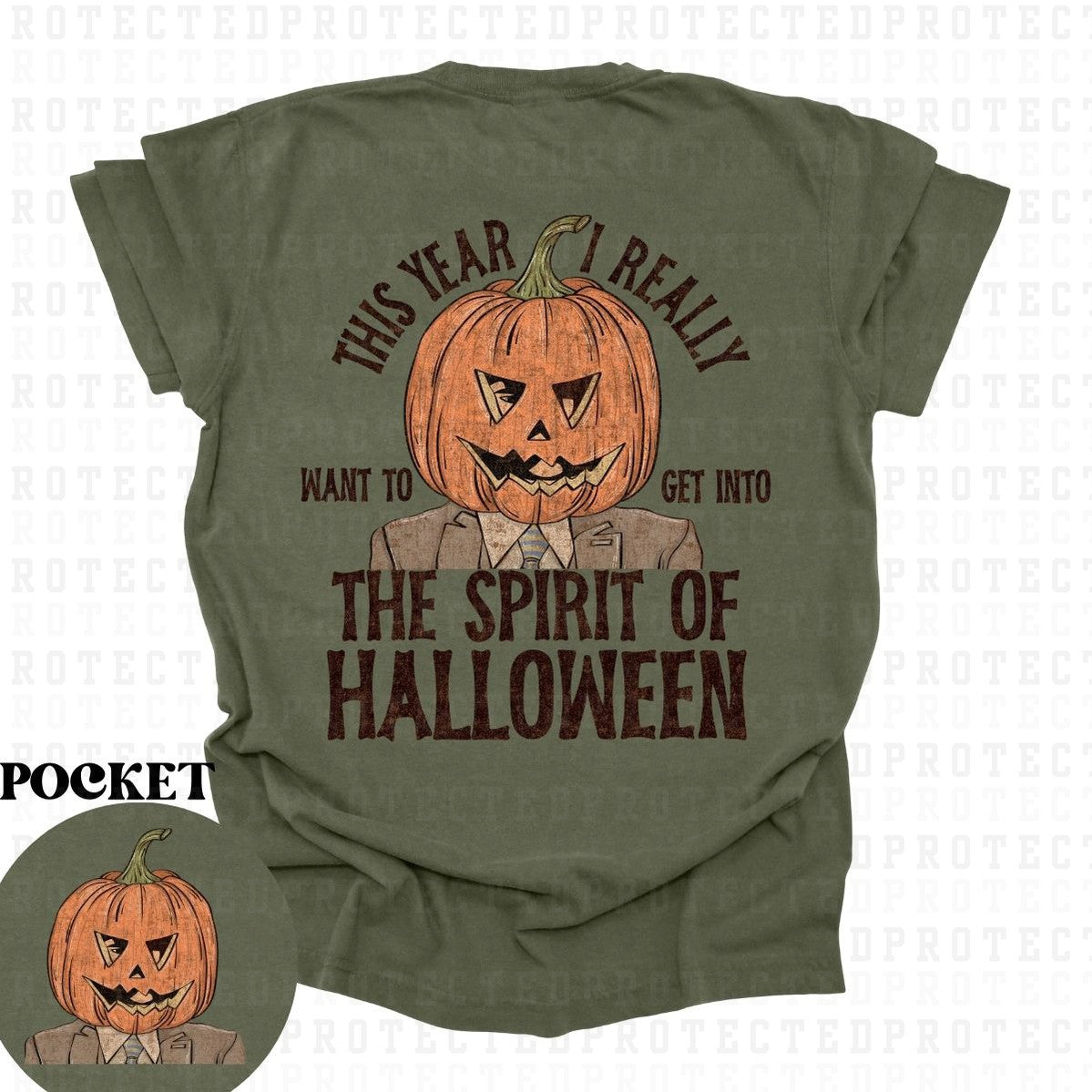 THE SPIRIT OF HALLOWEEN *STAINED* (POCKET/BACK) - DTF TRANSFER