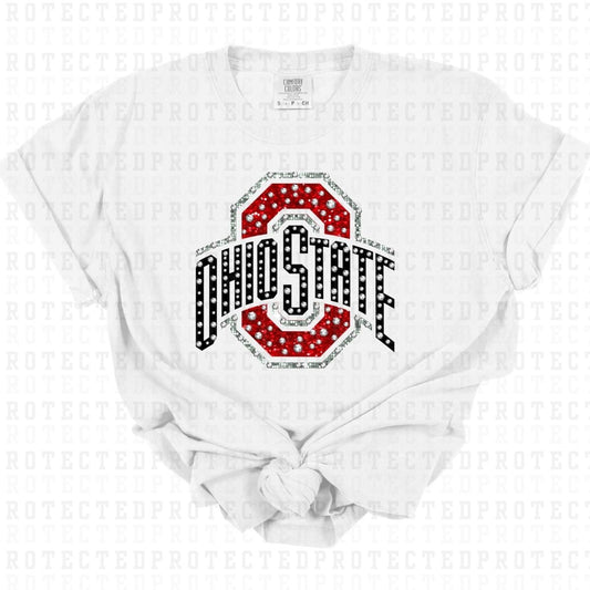 OHIO STATE *FAUX RHINESTONES/FAUX SEQUIN* - DTF TRANSFER